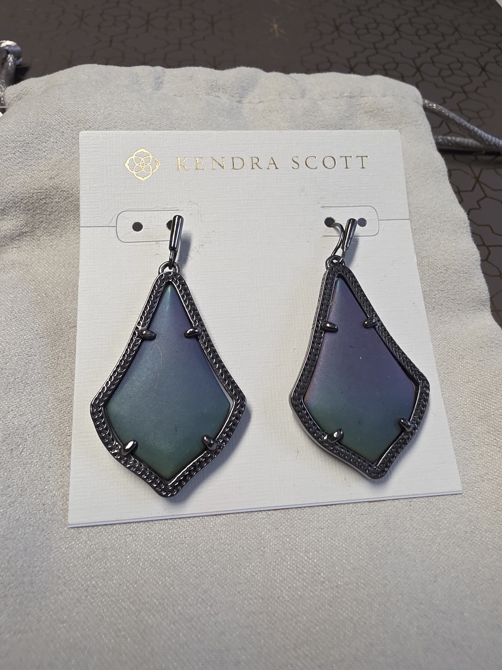 Kendra Scott Galaxy Matte & Gunmetal Alex Drop Earrings - Picture 2 of 5